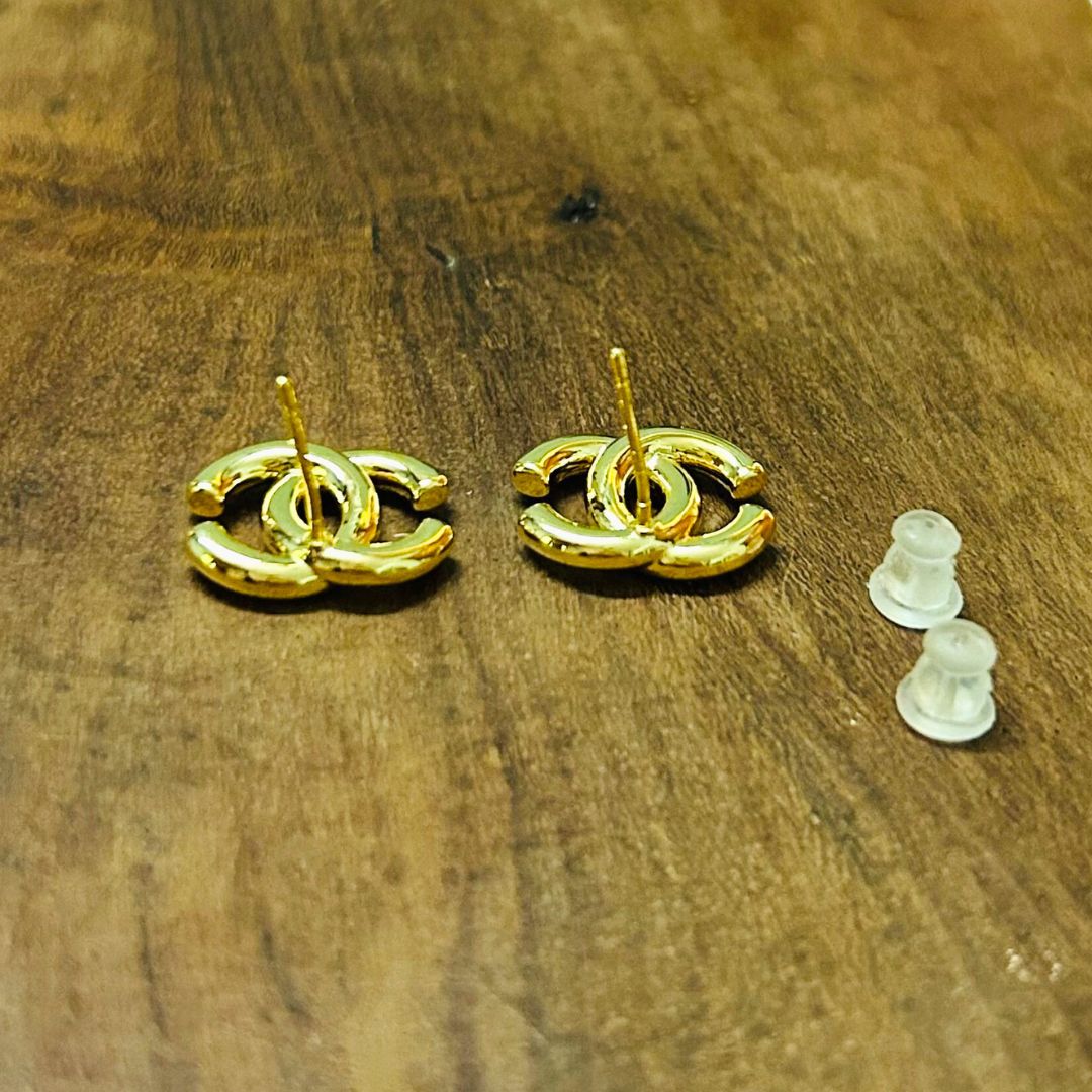 Golden Emblem Stud Earrings