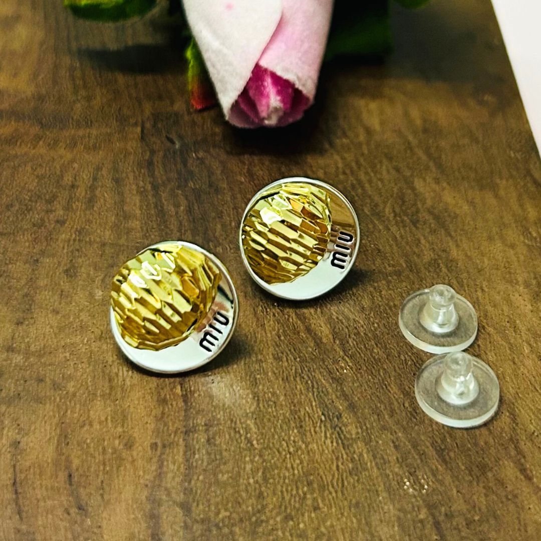 Two Toned Round Stud Earrings