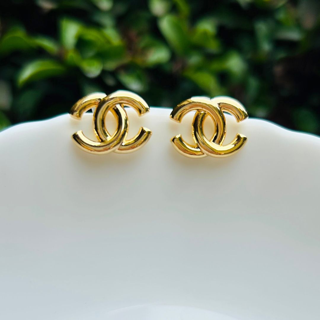 Golden Emblem Stud Earrings