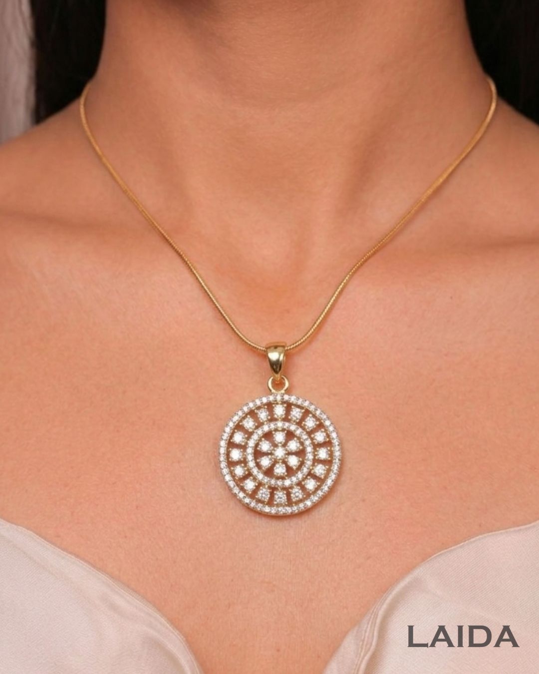 Morika 18K Gold Plated American Diamond Pendant Set
