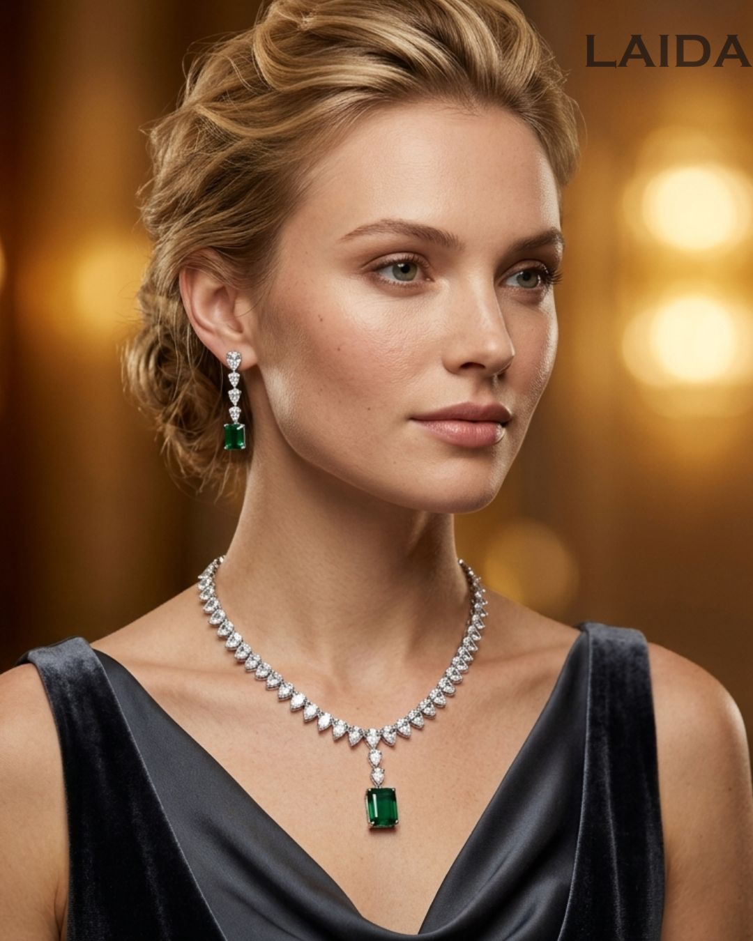 Silas Green Pendant Teardrop AD Necklace