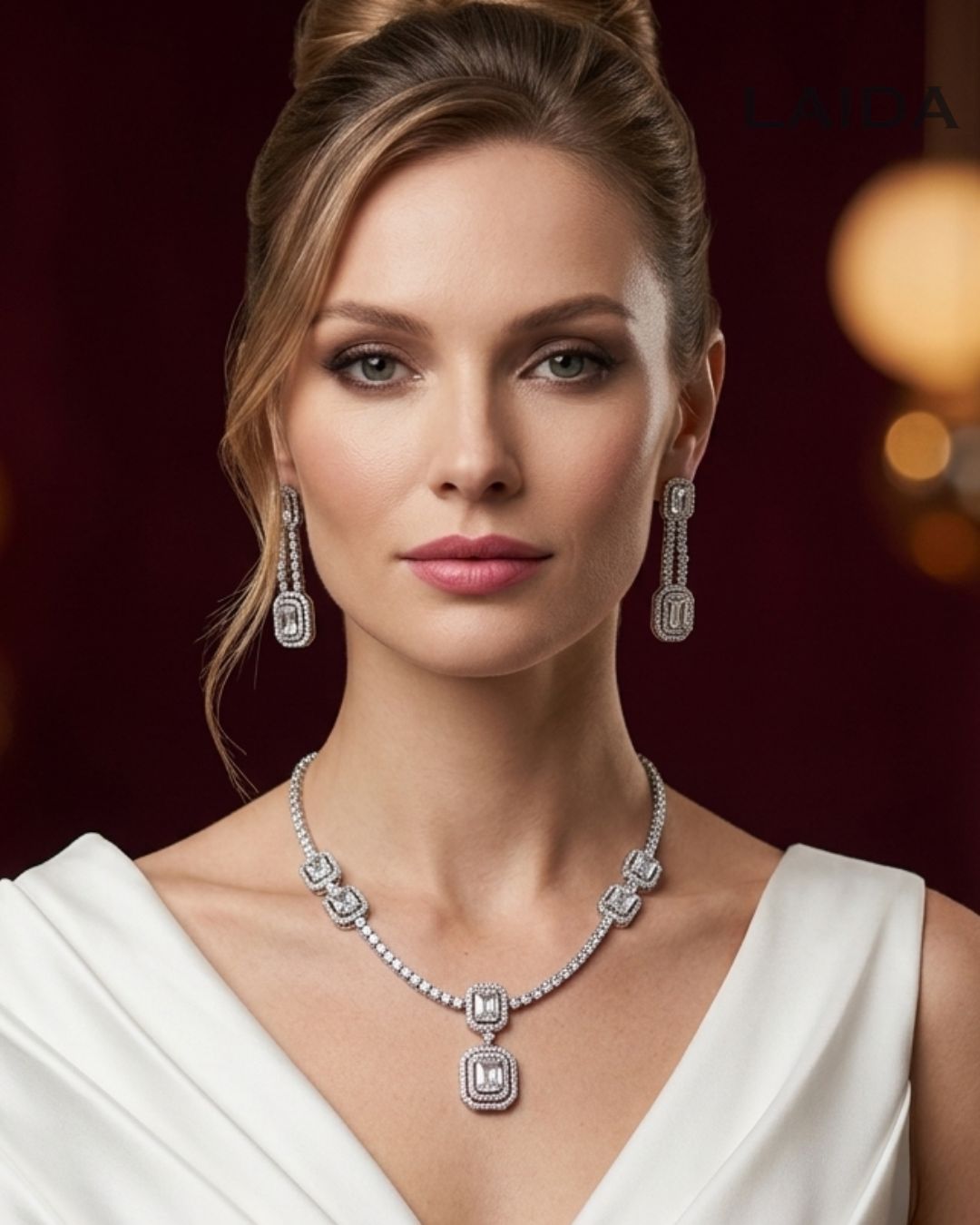 Alice CZ Silver Plated Designer Necklace Set