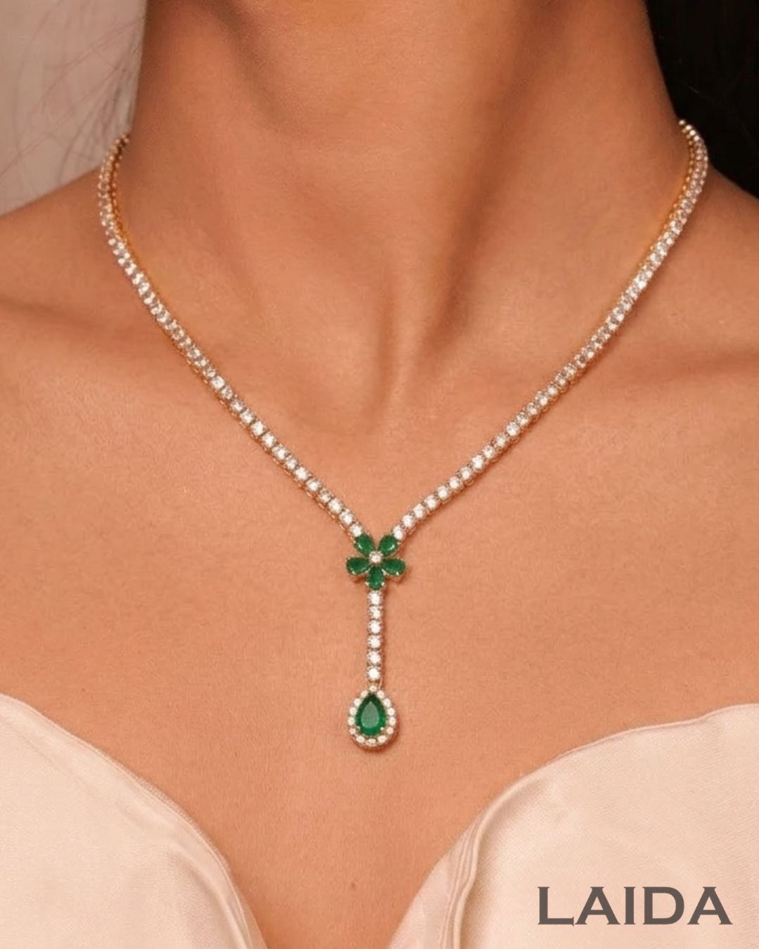 Sofia Emerald Green CZ Designer Set