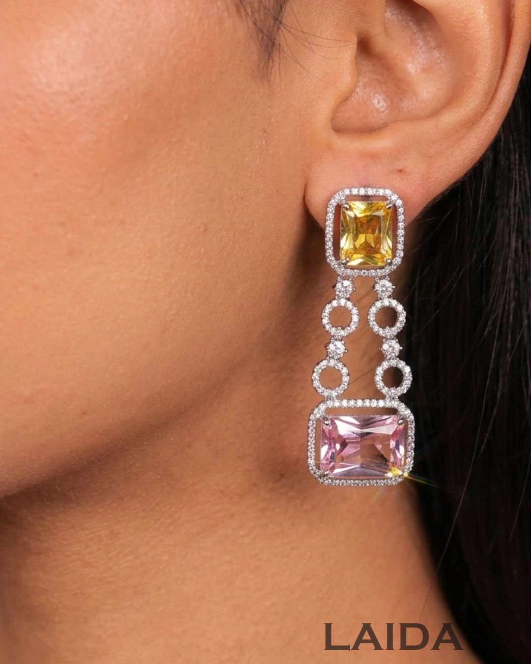Faye Multi colored CZ Designer Neckalce Set