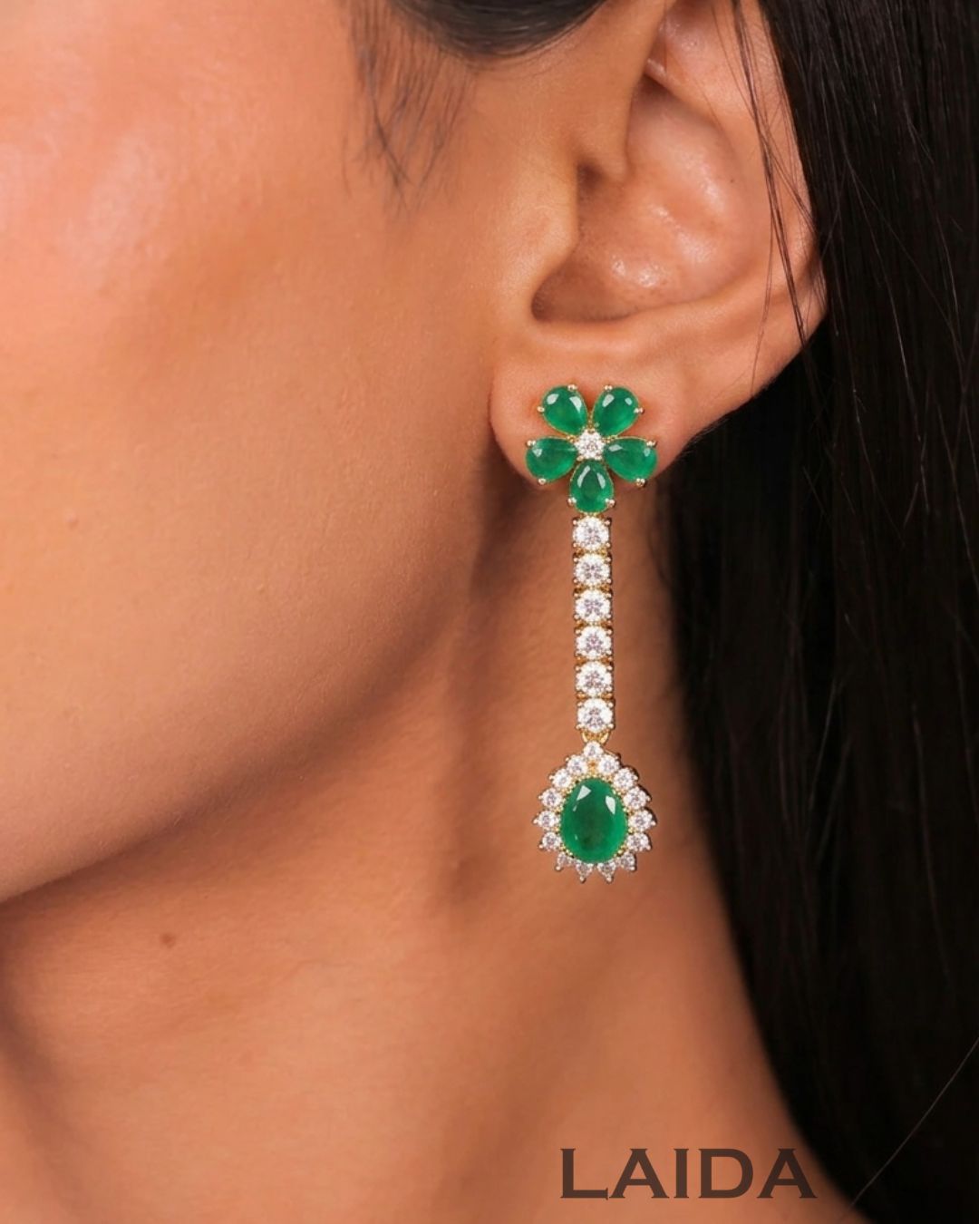 Sofia Emerald Green CZ Designer Set