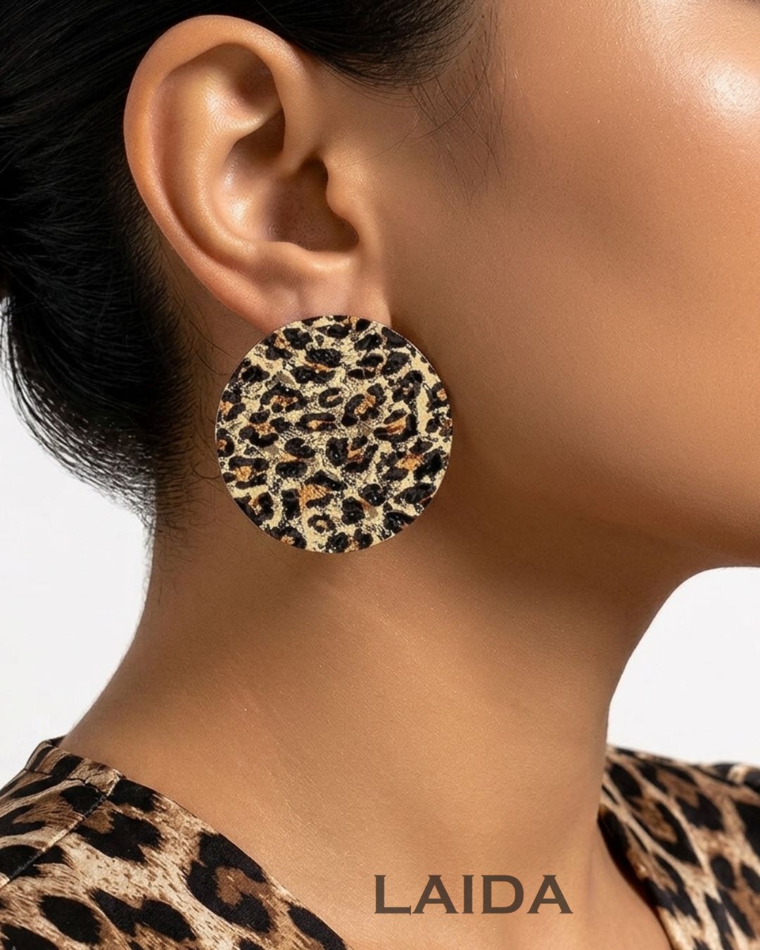 Animal Print Round Stud Earrings