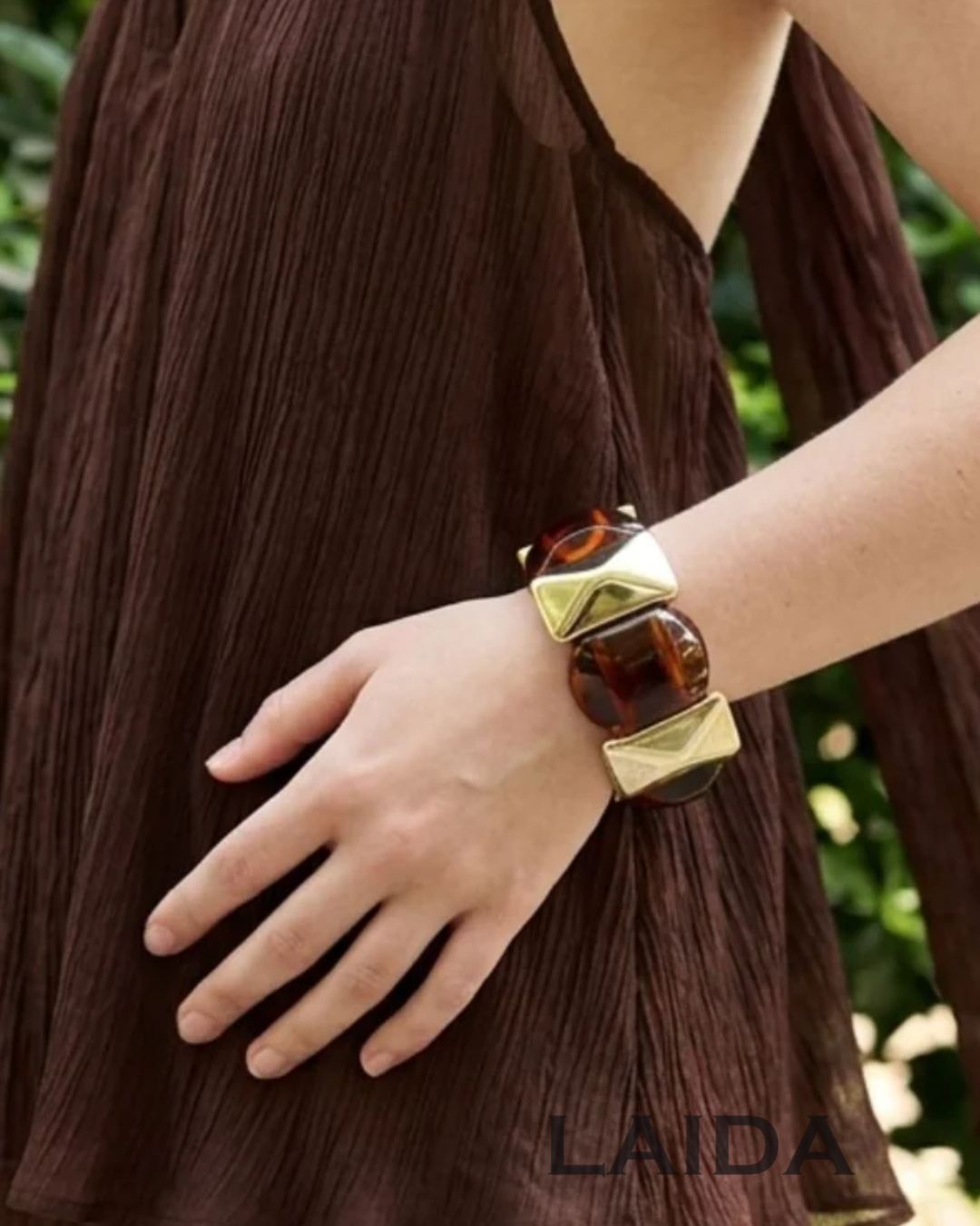 Brown Acrylic Square Geometric Bracelet