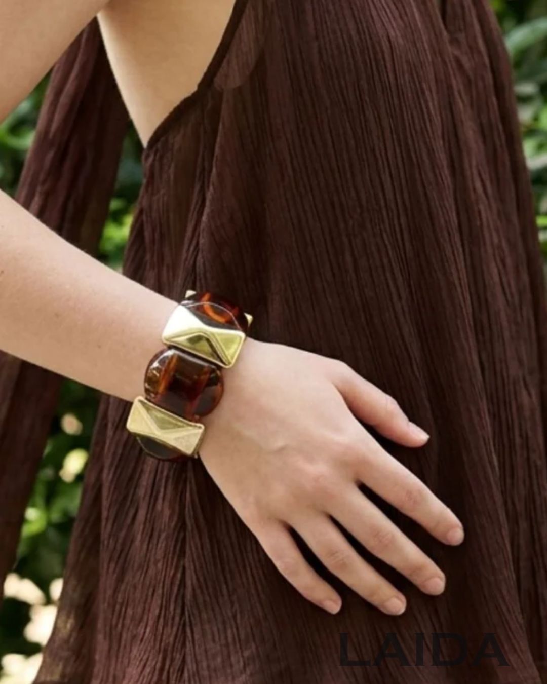 Brown Acrylic Square Geometric Bracelet