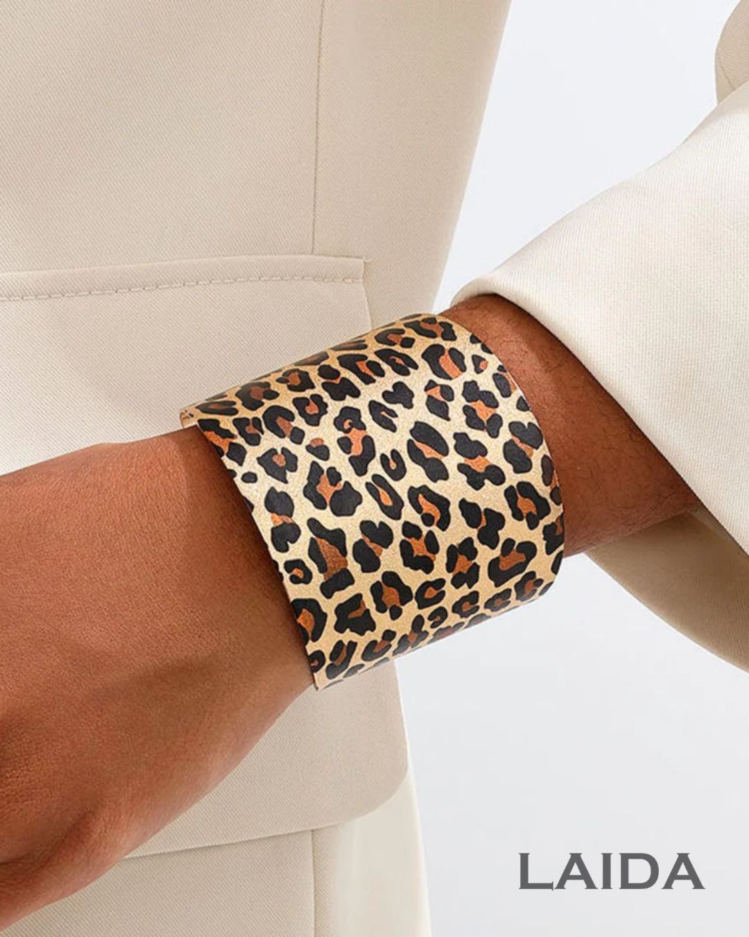 Animal Print Wide Glam Bracelet