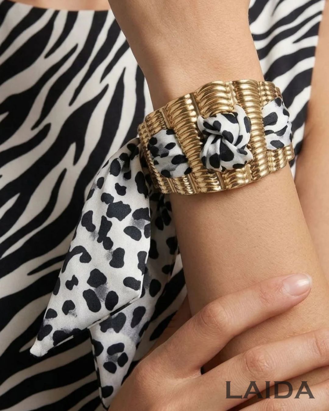 Golden Zebra Print Scarf Bracelet