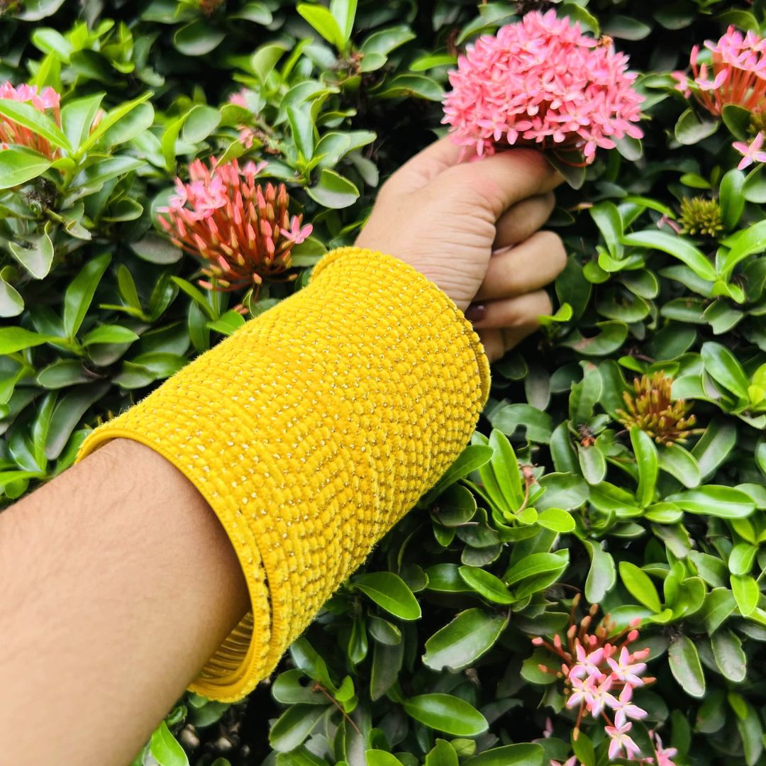 Chandni AD Gold Stone Studded 36 Yellow Bangles