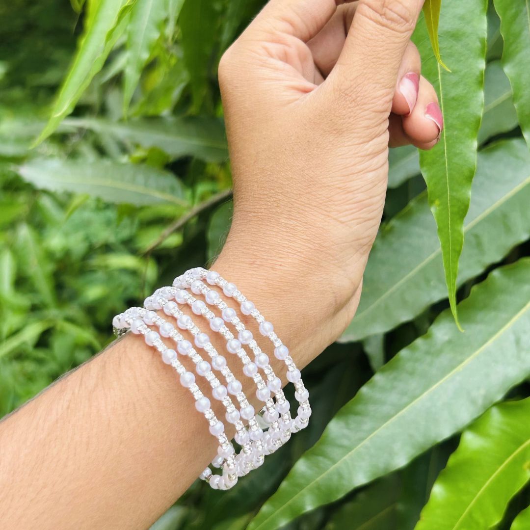 Pearl Layered American Diamond Bracelet