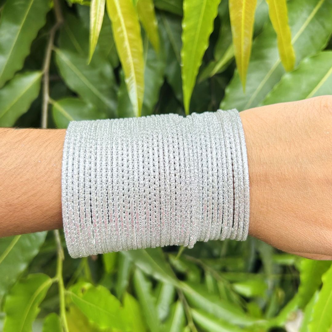 Chandni AD Stone Studded 36 Silver Bangles