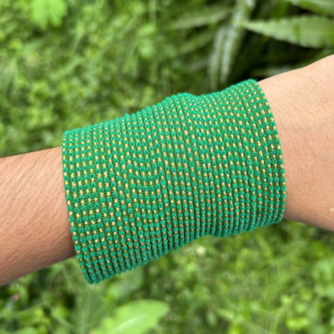 Chandni AD Gold Stone Studded 36 Green Bangles