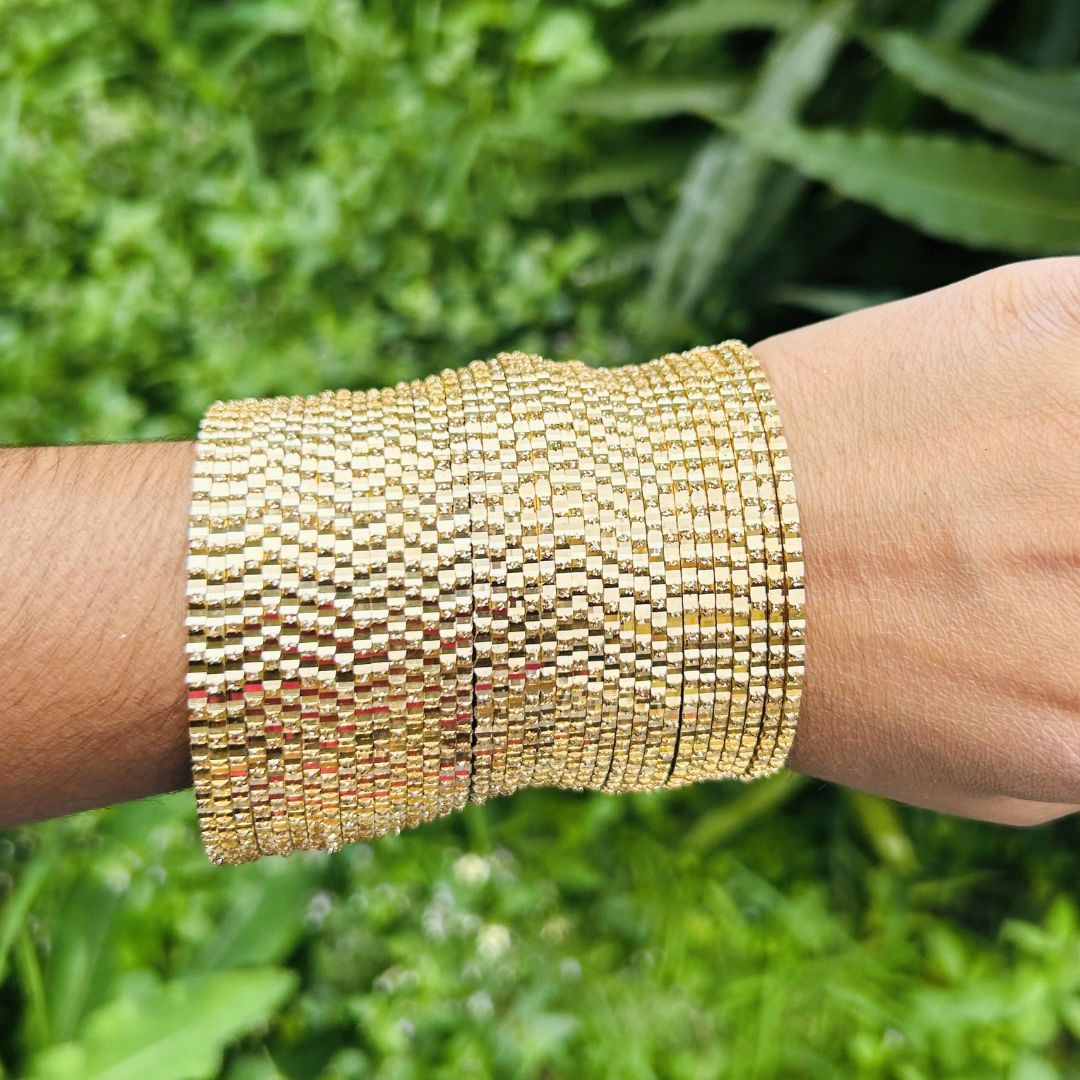 Chandni AD Gold Stone Studded 36 Gold Bangles