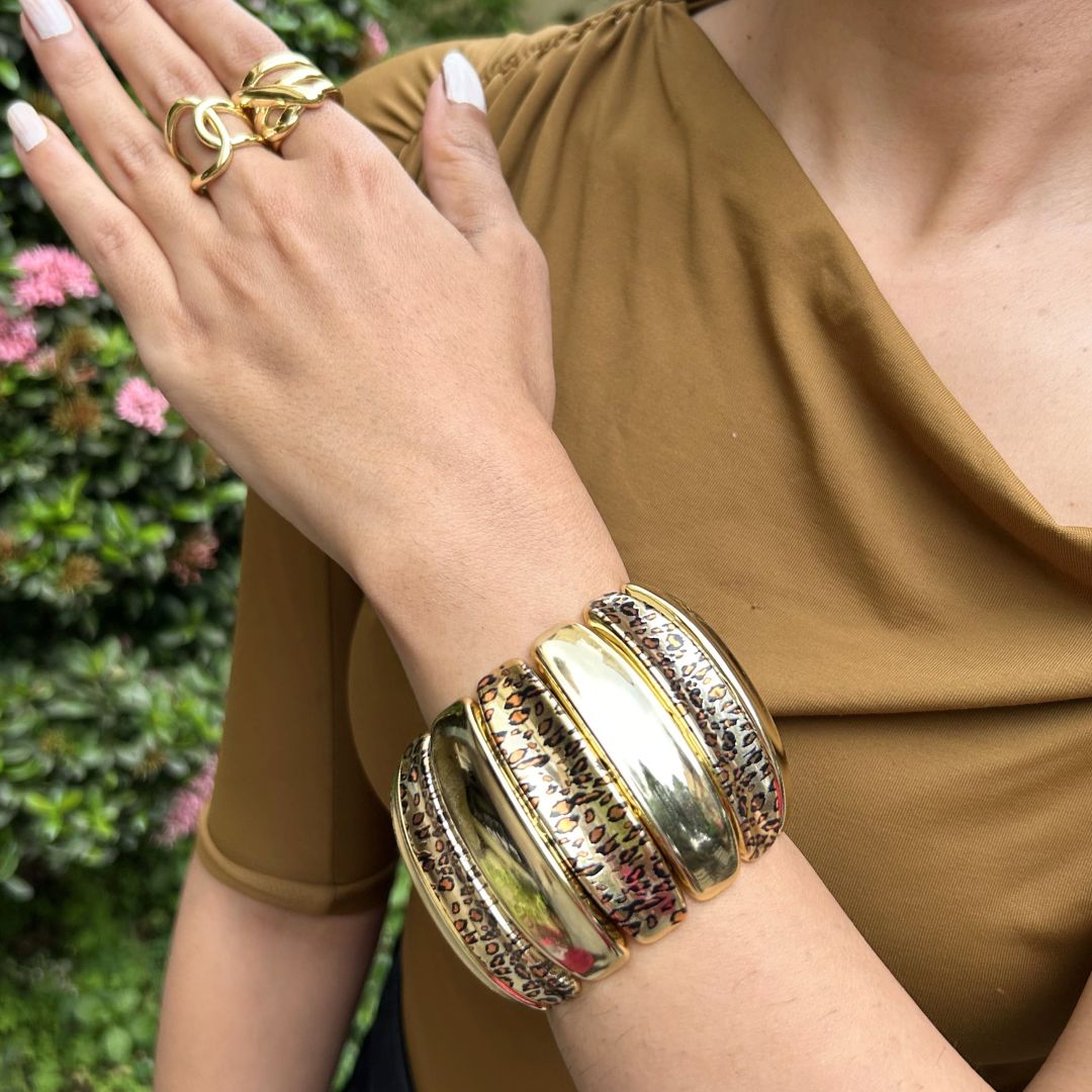 Animal Print Stretchable Bracelet - Broad