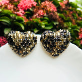 Bling Blogger Black Golden Heart Earrings - Big