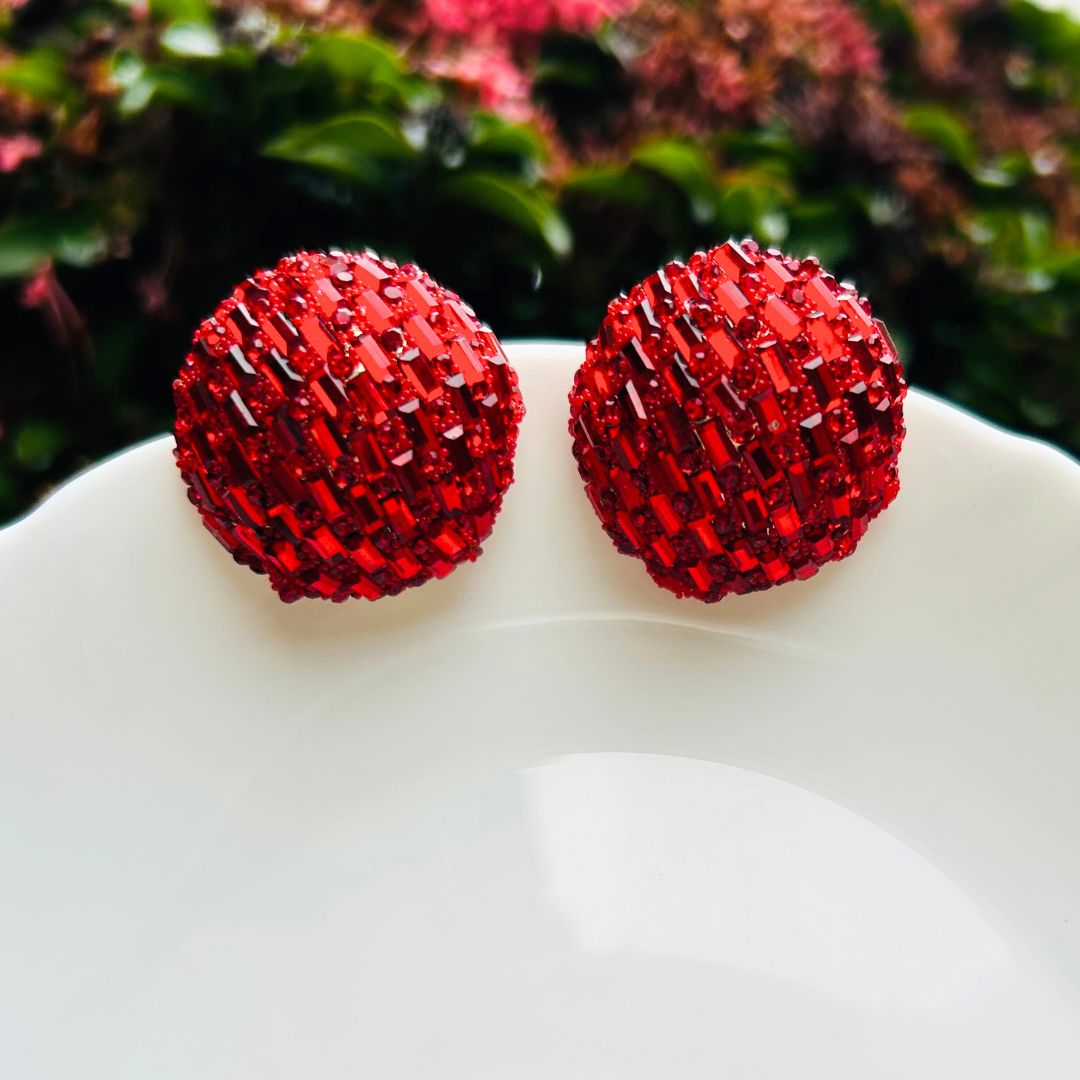 Bling Blogger Red Stud Earrings - Small