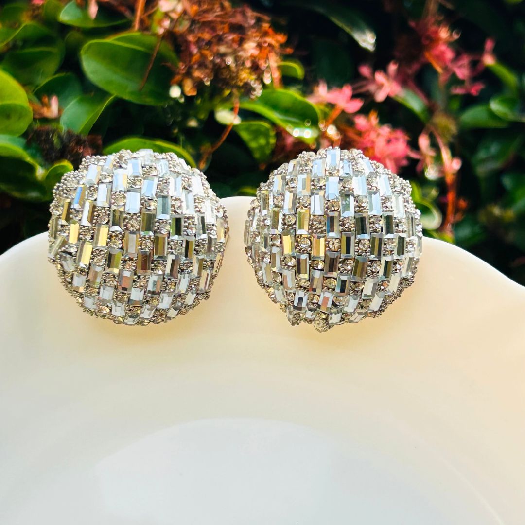 Bling Blogger Silver Stud Earrings - Small