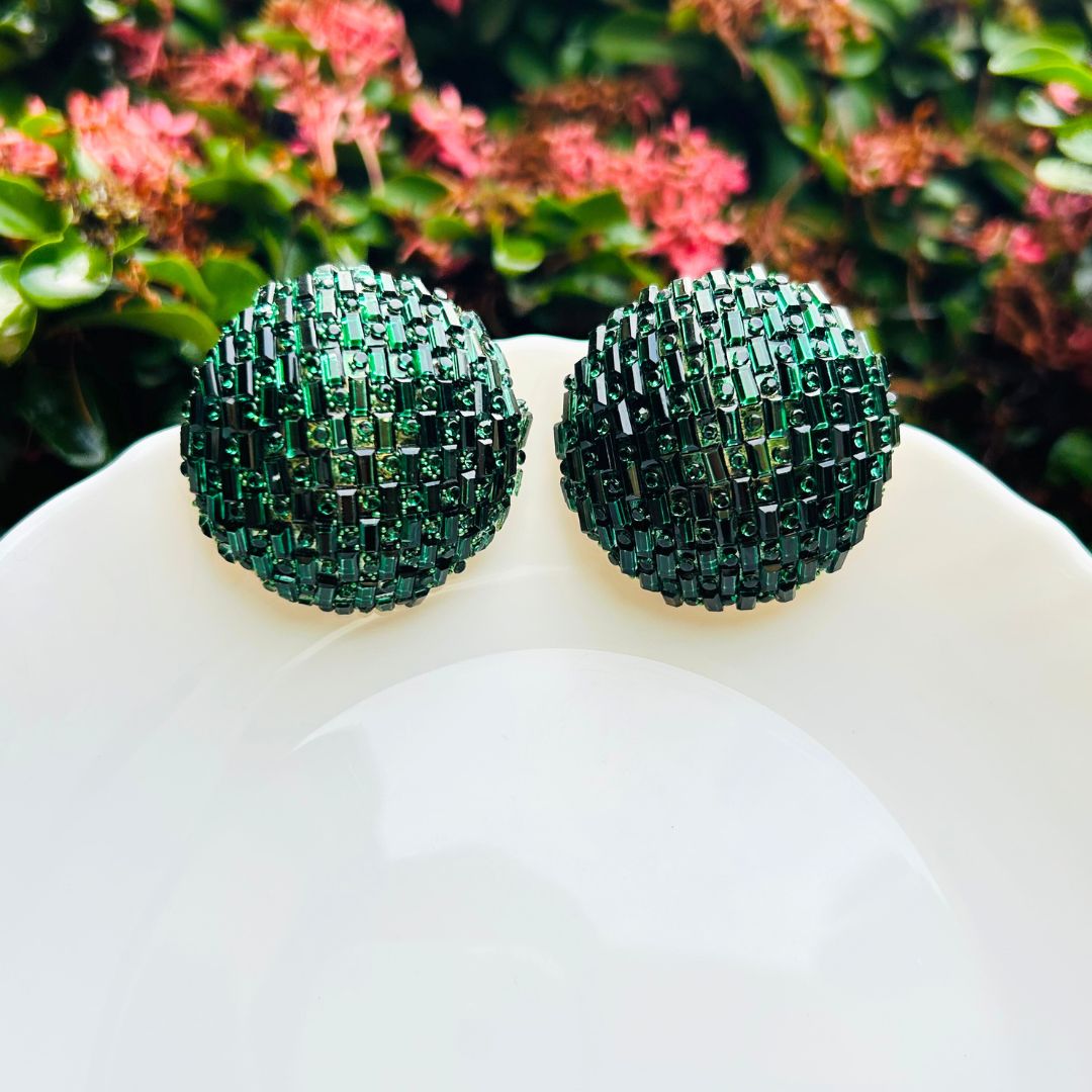 Bling Blogger Green Stud Earrings - Big
