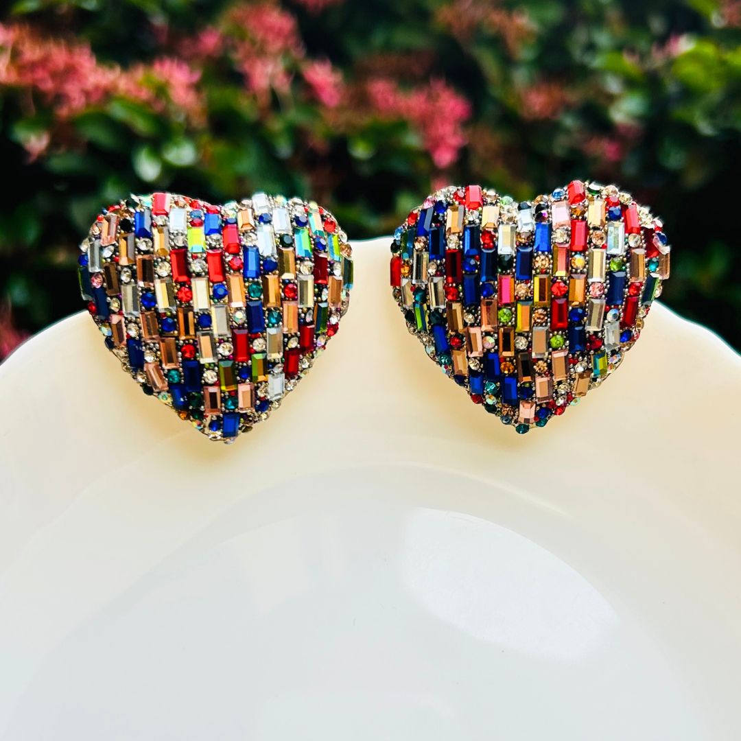 Bling Blogger Multi Heart Earrings - Big