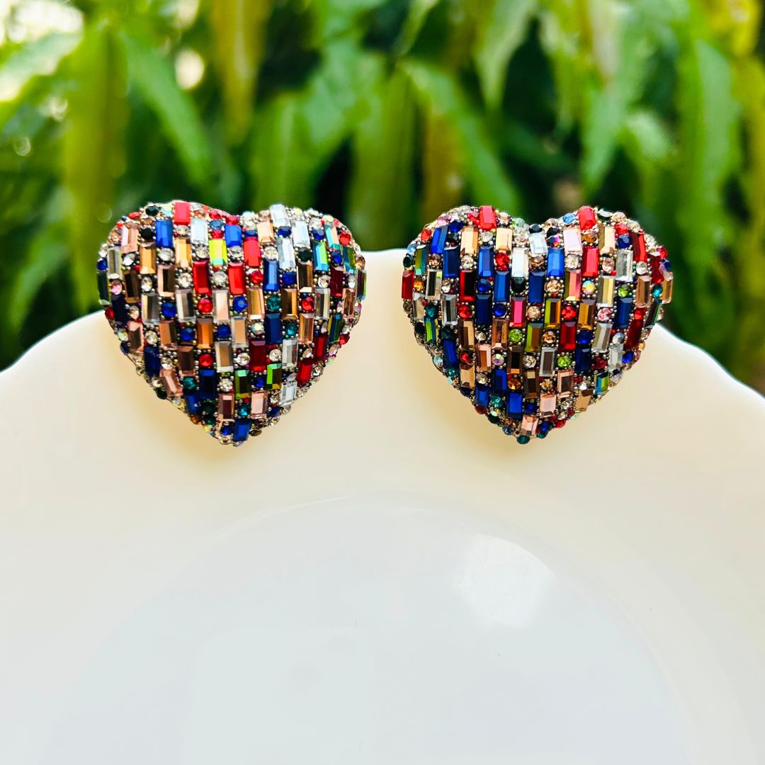 Bling Blogger Multi Heart Earrings - Big