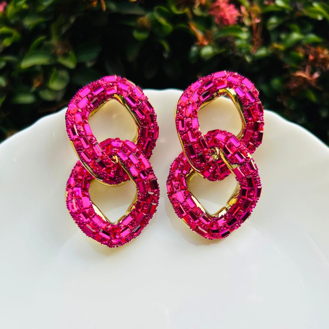 Bling Blogger Pink Entangled Statement Earrings