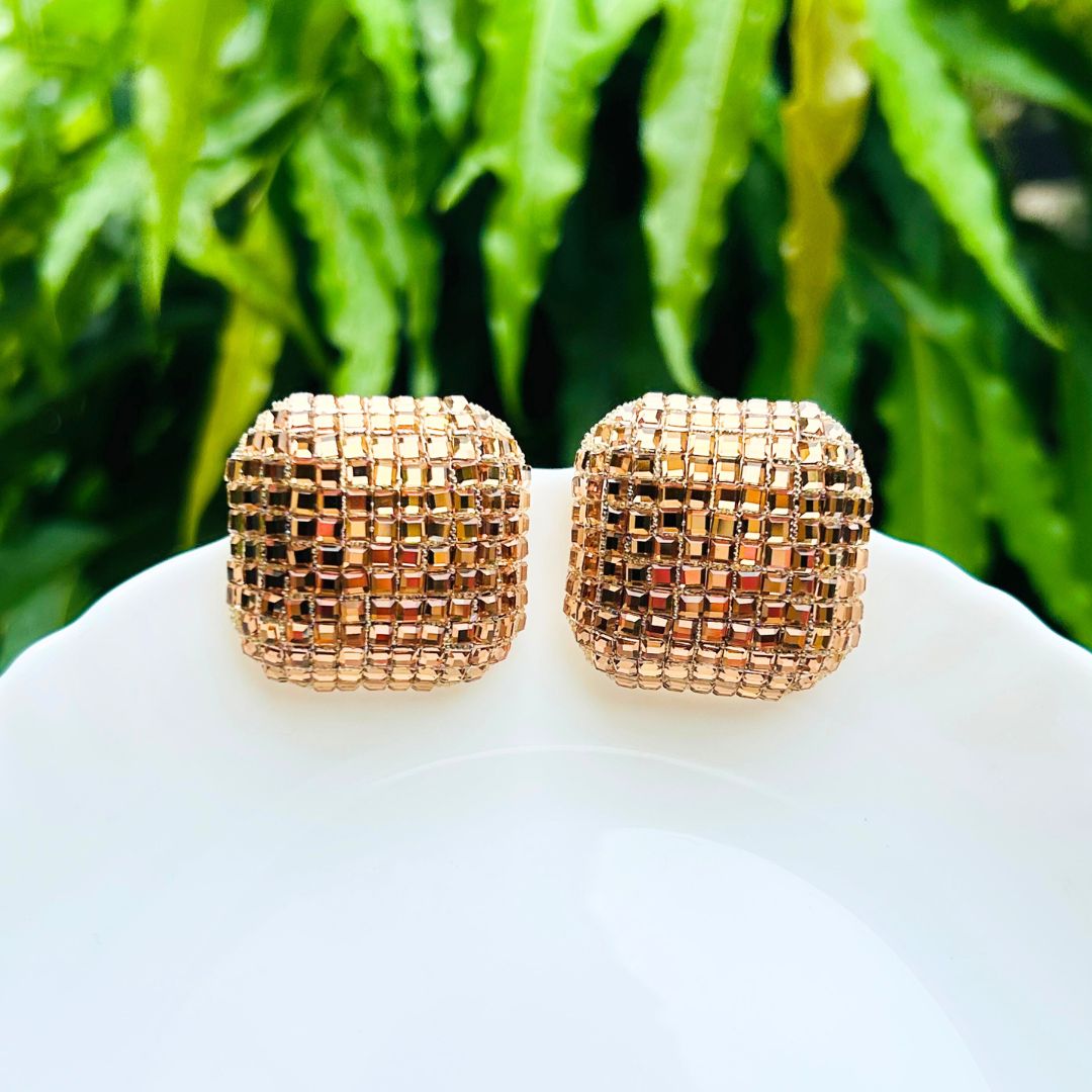 Bling Blogger Golden Square Earrings - Small