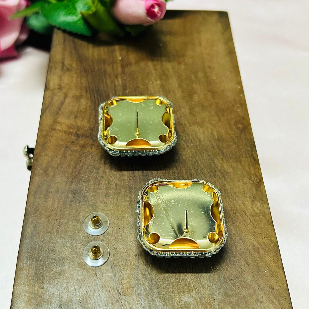 Bling Blogger Silver Square Earrings - Small