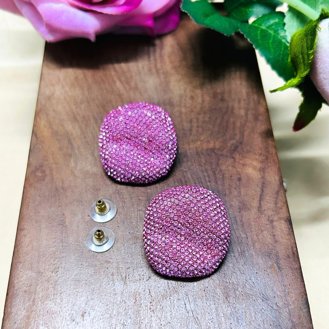 Bling Blogger Baby Pink Stud Earrings - Small