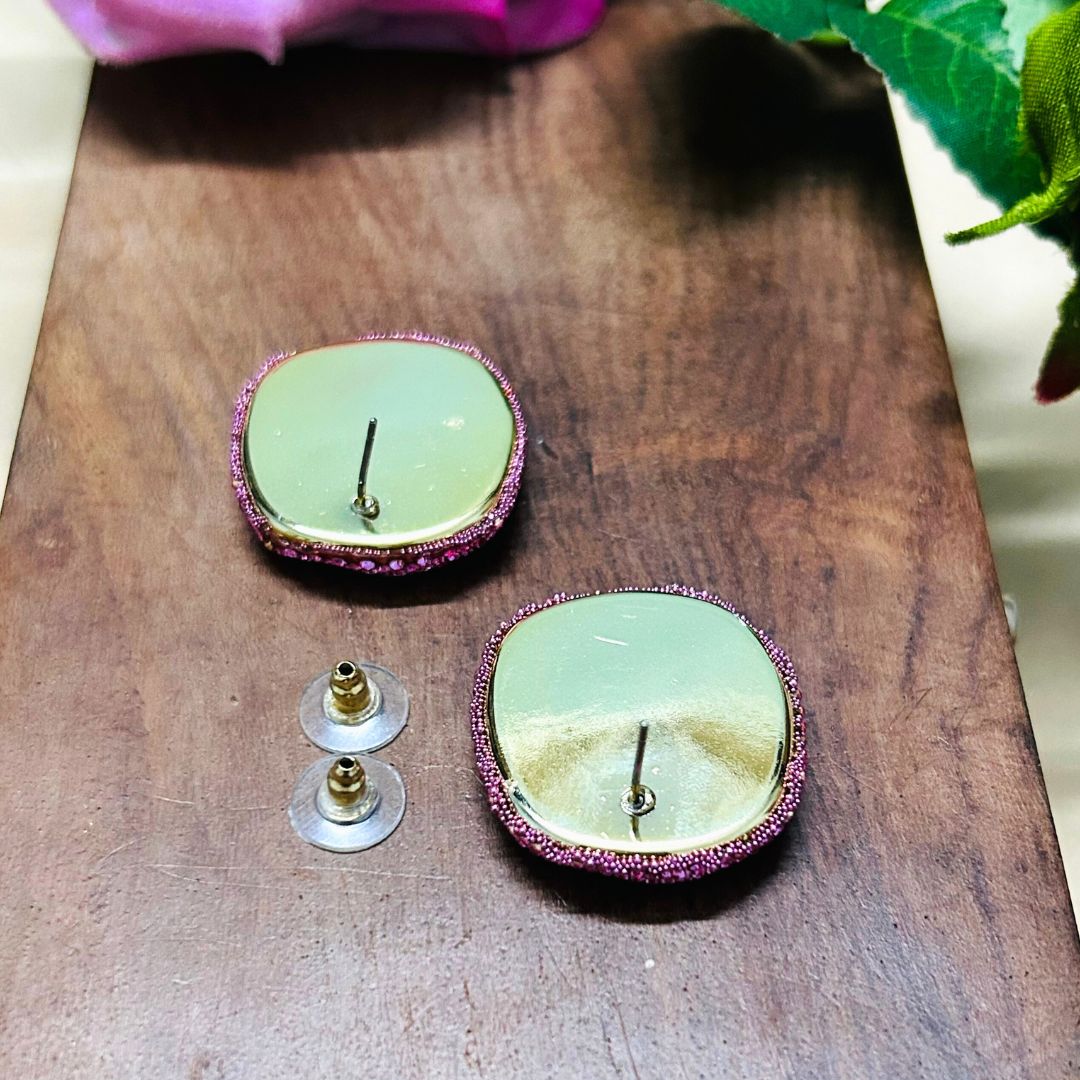 Bling Blogger Baby Pink Stud Earrings - Small