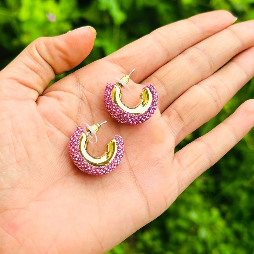 Bling Blogger Baby Pink Small Hoop Earrings