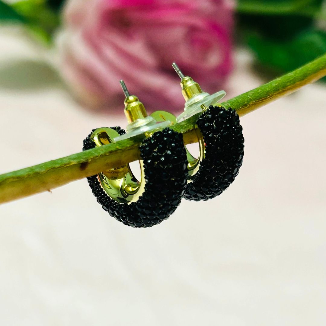 Bling Blogger Black Small Hoop Earrings