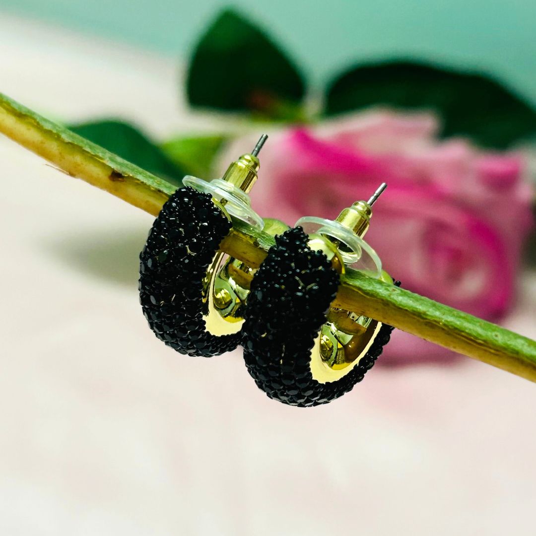 Bling Blogger Black Small Hoop Earrings