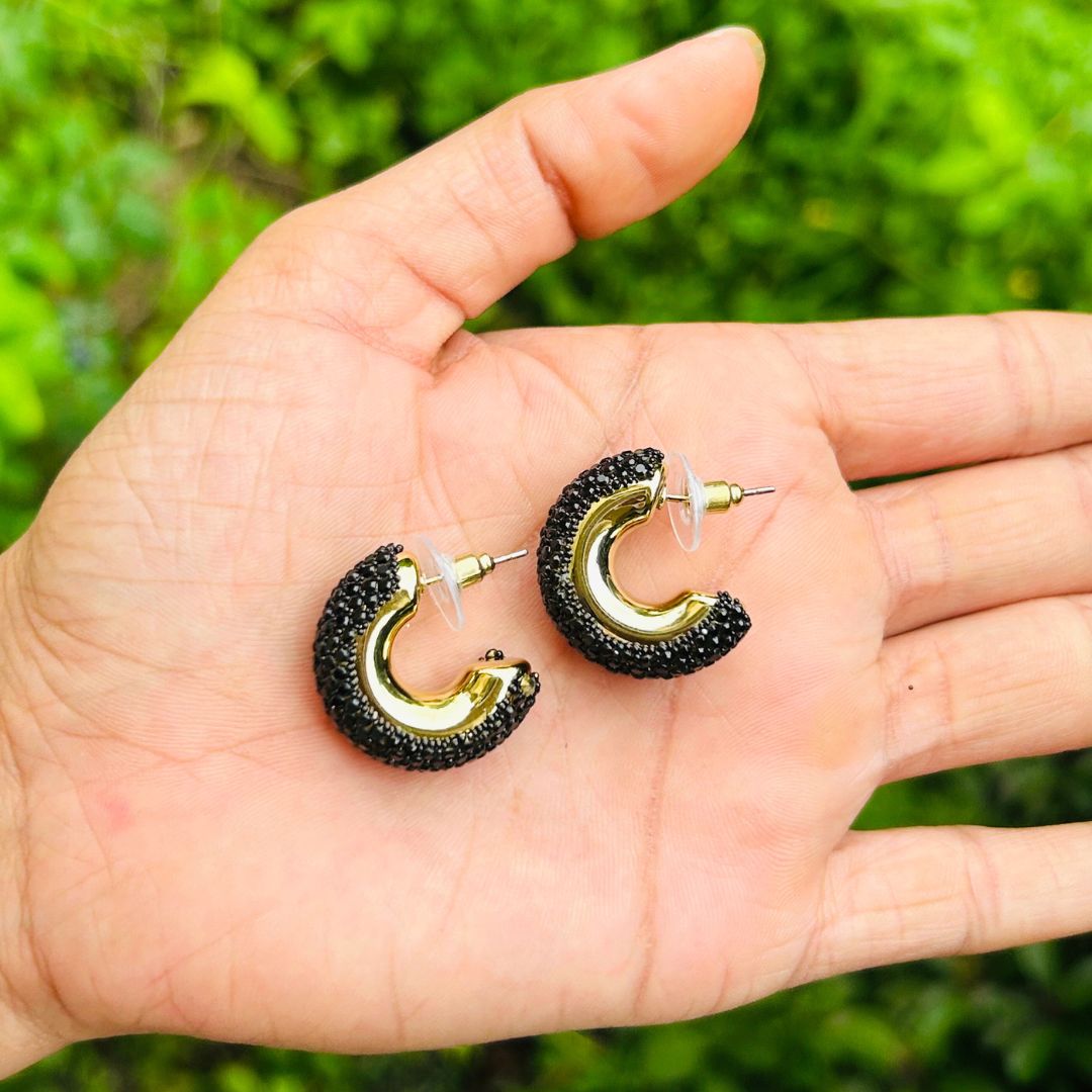 Bling Blogger Black Small Hoop Earrings