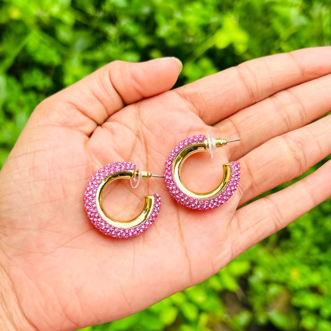 Bling Blogger Baby Pink Hoop Earrings