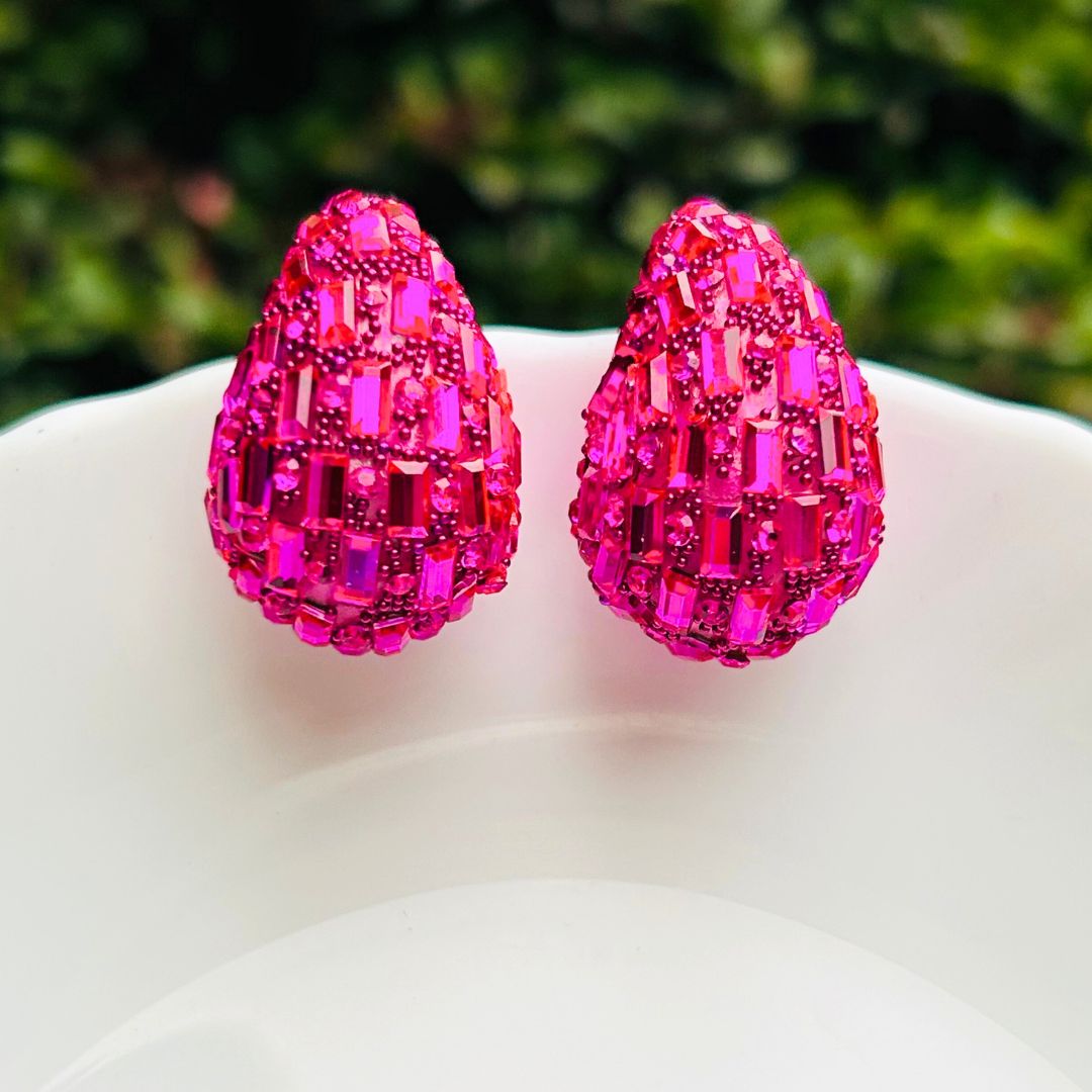 Bling Blogger Fuschia Pink Tear Drop Earrings