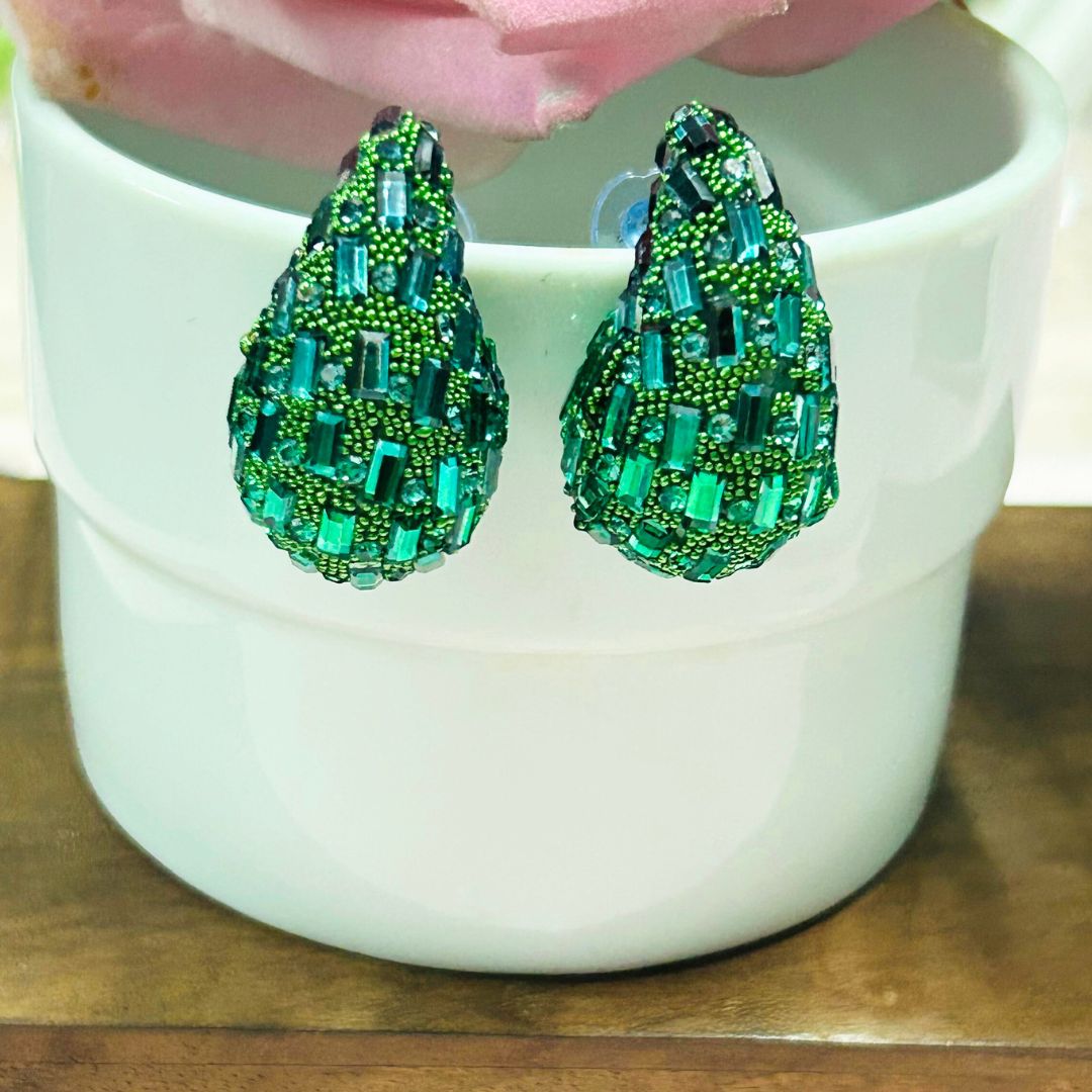 Bling Blogger Emerald Green Tear Drop Earrings