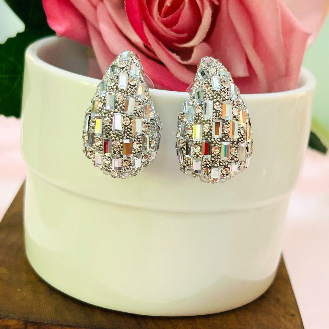Bling Blogger Silver Tear Drop Earrings