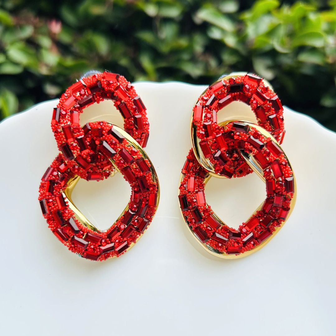 Bling Blogger Red Entangled Statement Earrings