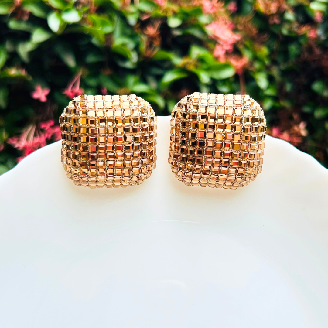 Bling Blogger Golden Square Earrings - Small