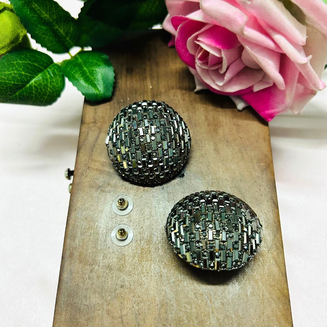 Bling Blogger Rhodium Stud Earrings - Big
