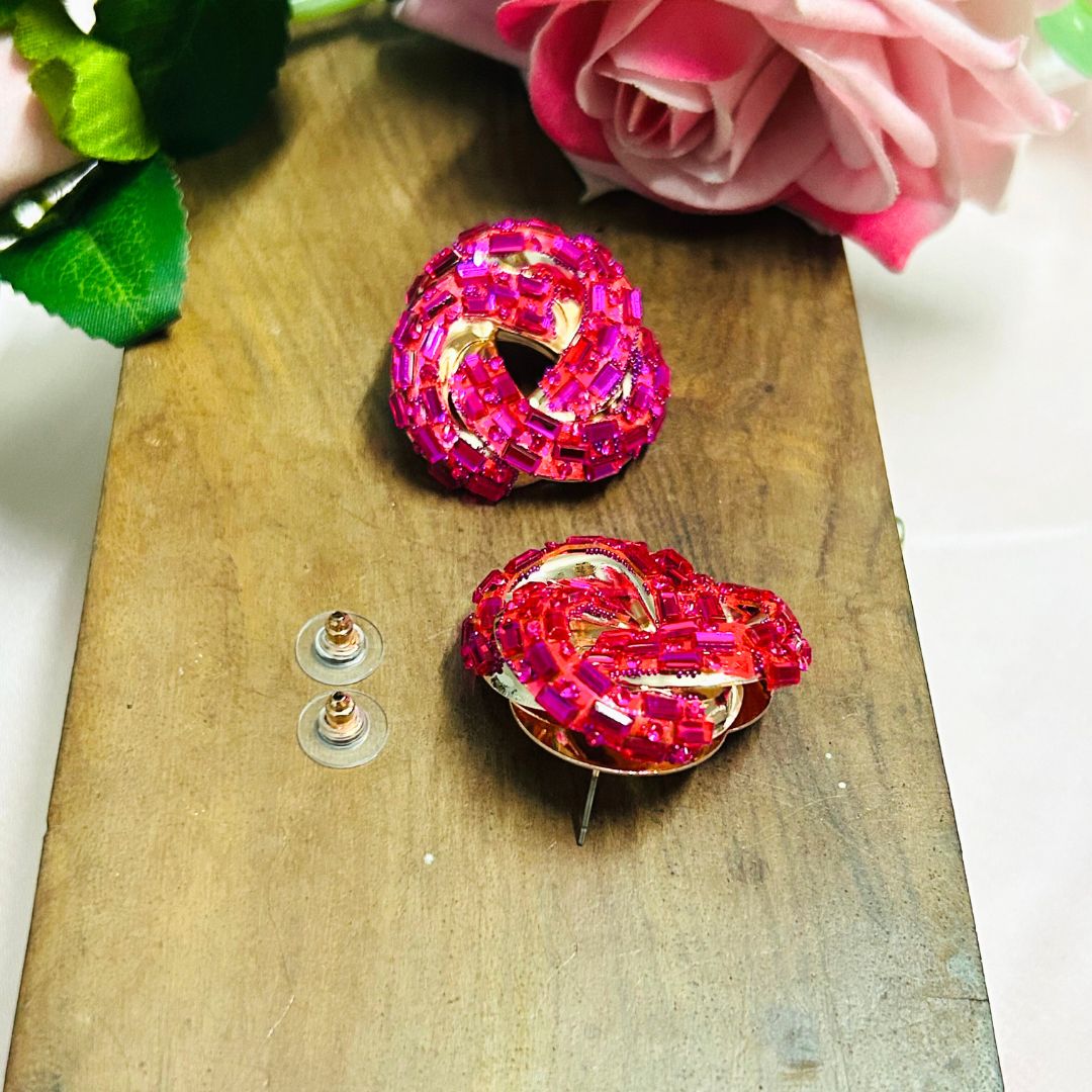 Bling Blogger Pink Knot Statement Studs