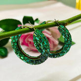 Bling Blogger Green Hoop Earrings
