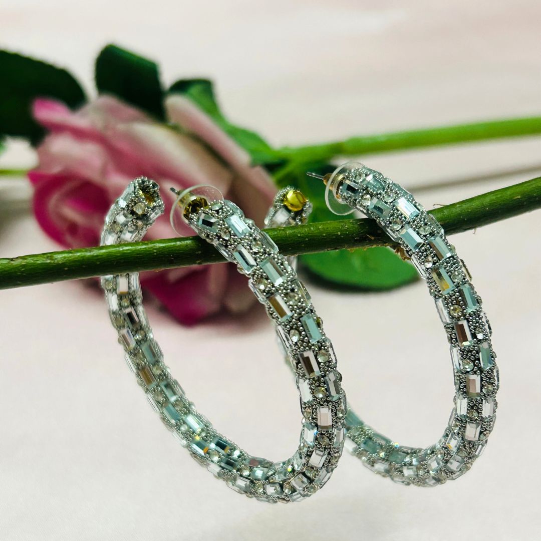 Bling Blogger Silver Hoop Earrings - Big