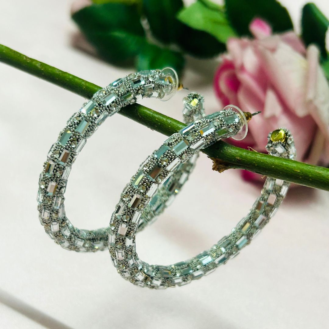 Bling Blogger Silver Hoop Earrings - Big