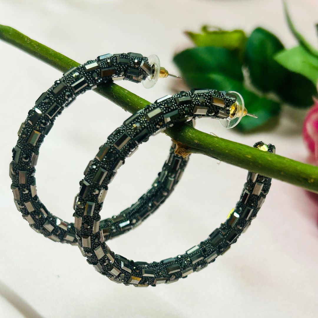 Bling Blogger Rhodium  Hoop Earrings - Big