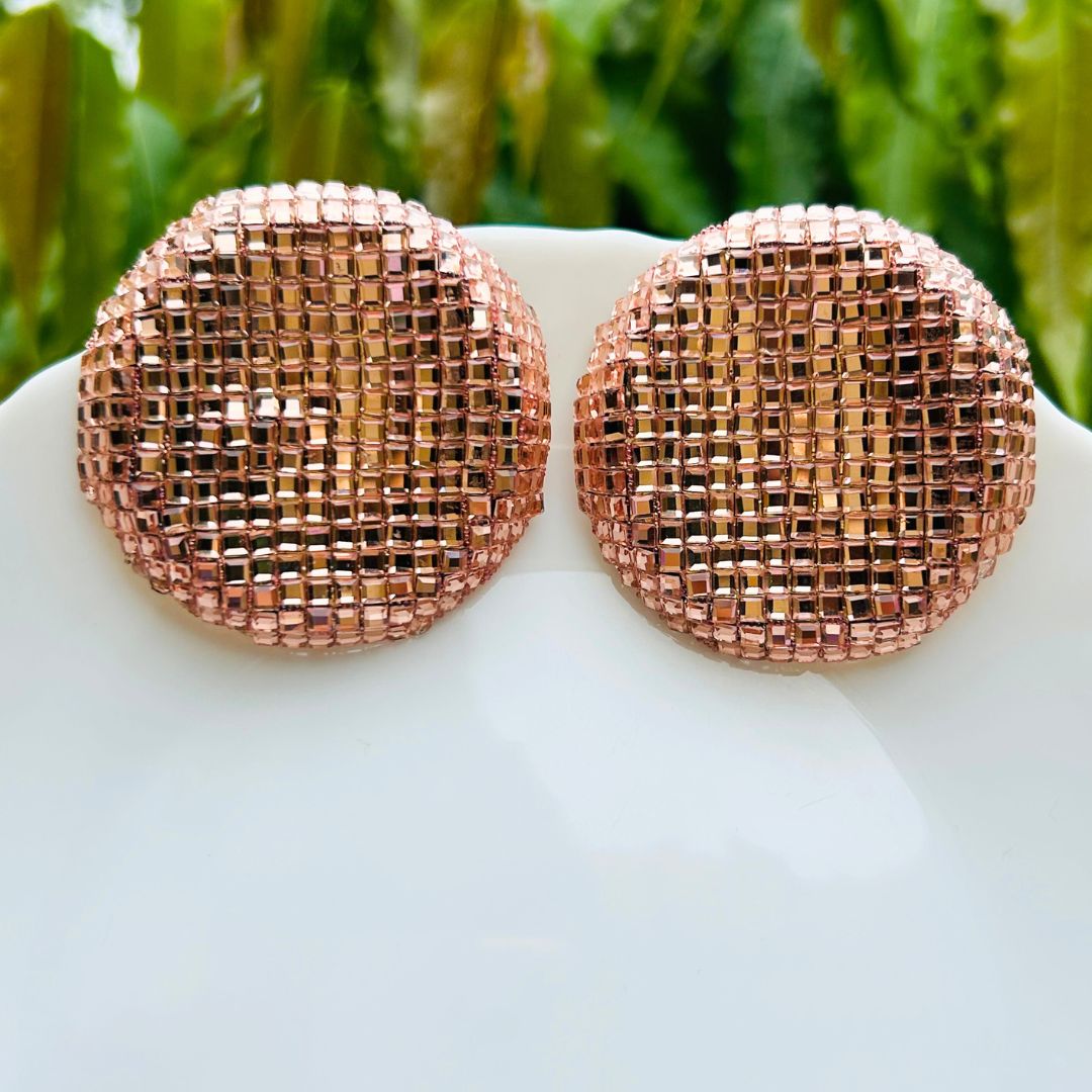 Bling Blogger Rose Gold Round Earrings - Big