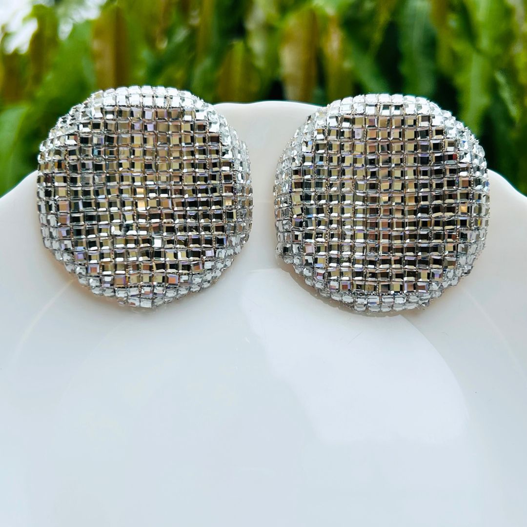 Bling Blogger Silver Round Earrings - Big
