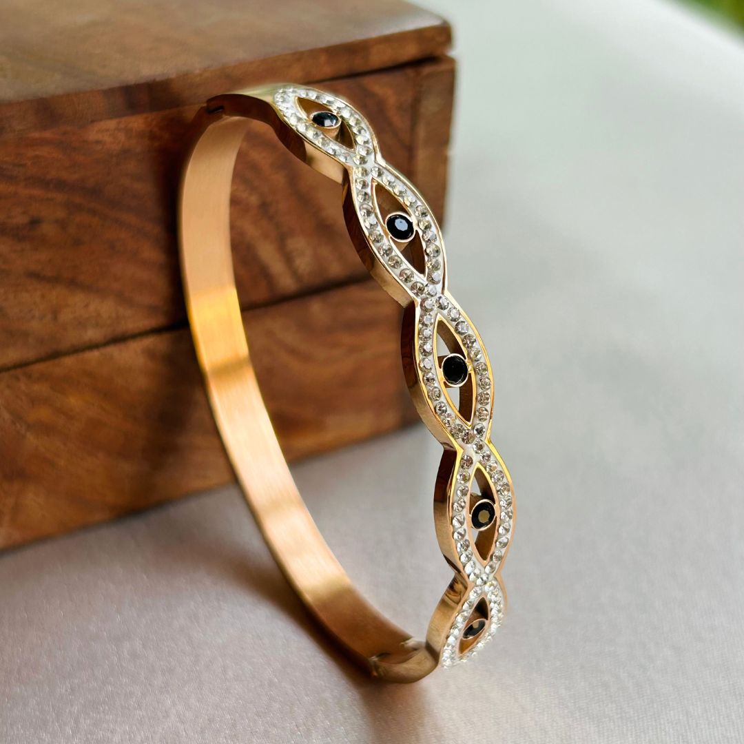 Anne Rose Gold Plated Multi Evil Eye - Bangle Bracelet